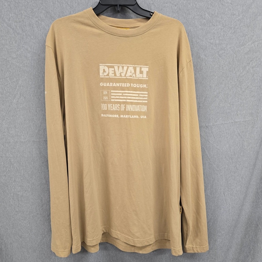 DeWalt Long Sleeve Graphic T-Shirt 100 Years of Innovation  Tan Mens XL